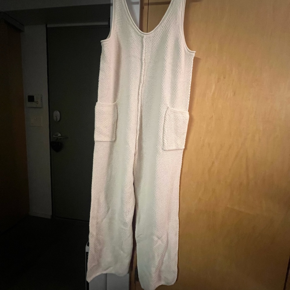 By Together Cream Textured Jumpsuit
